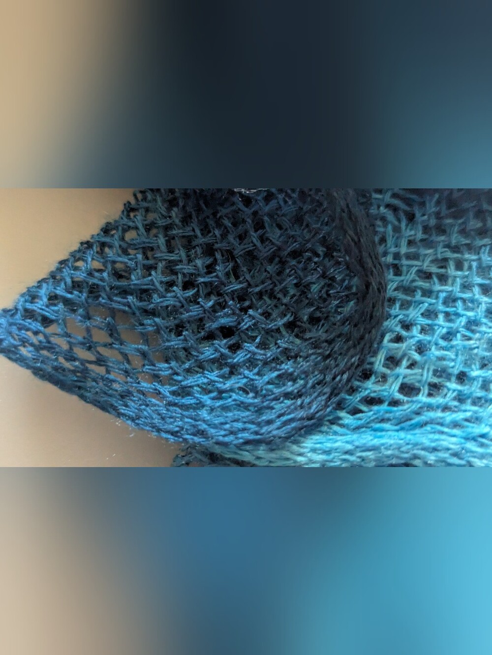 Multicolor Handmade Crocheted Fashion Ruffle Scarf Shades of Blue Teal 60" Long - Picture 8 of 14